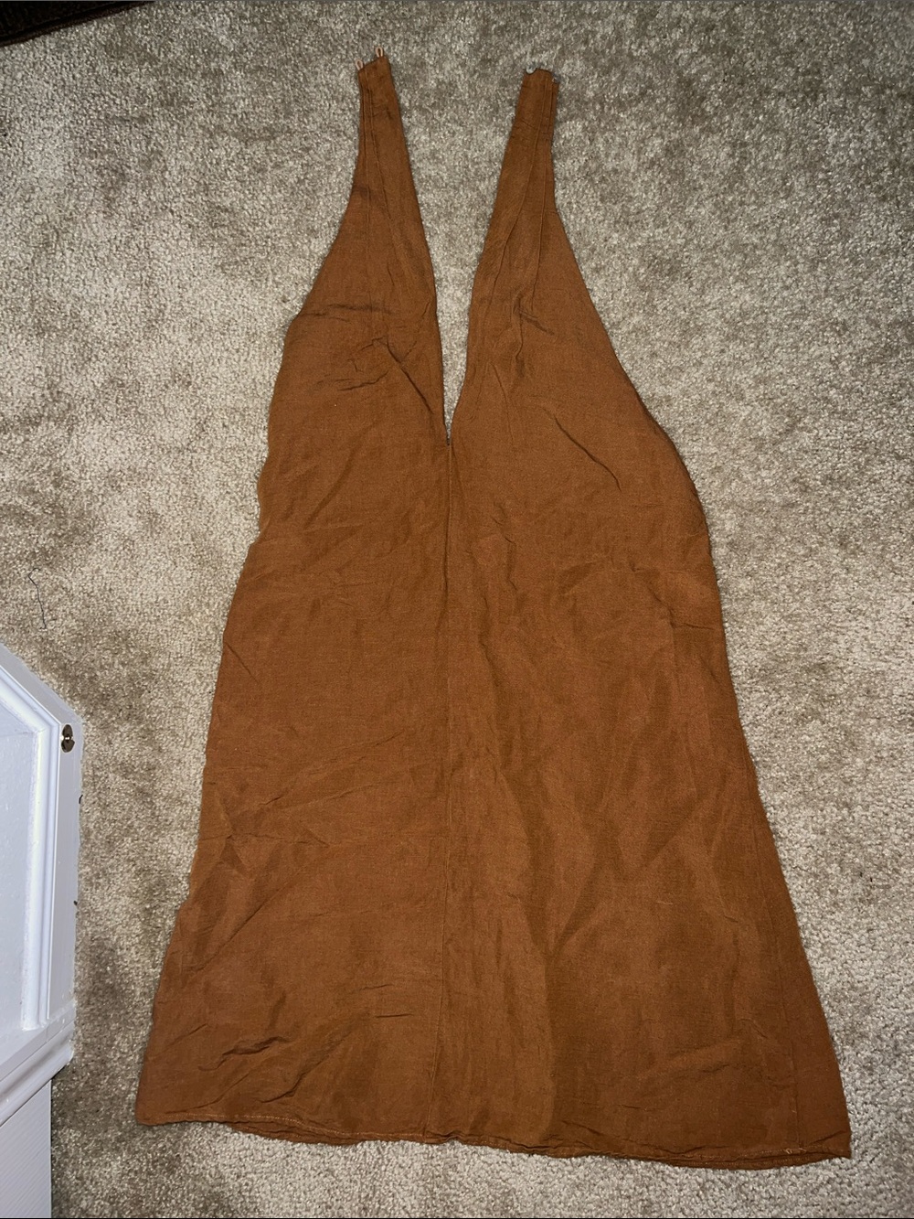 Oysho Rust-Brown Sleeveless Criss Cross-Neck Backless Dress